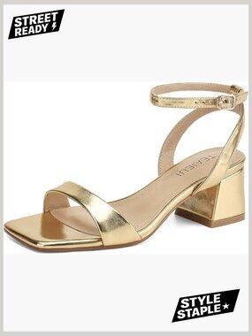 Chunky Block Heels, Square Open Toe Strappy Sandals, Low Heel Dress Shoes